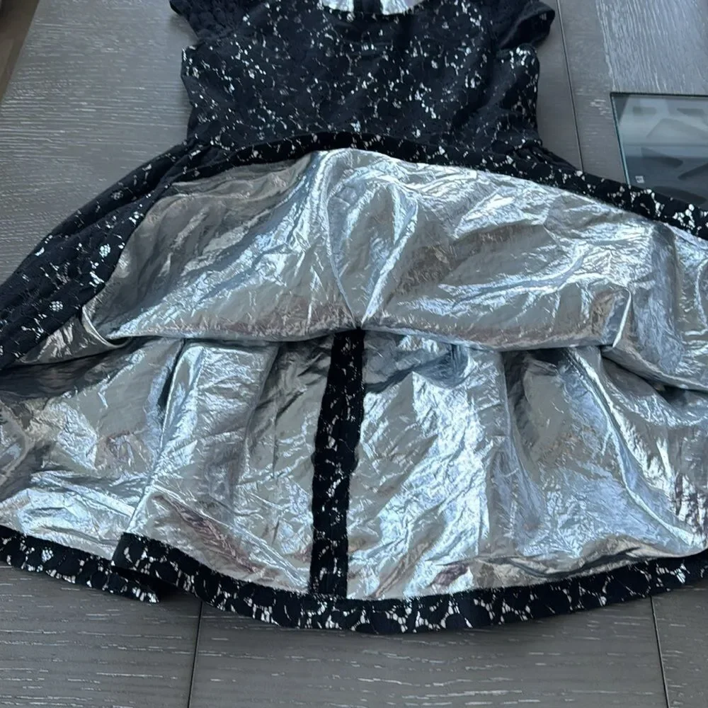 Justice Girl’s Size 10 Black Silver Dress Casual Formal Special Wear Lace EUC